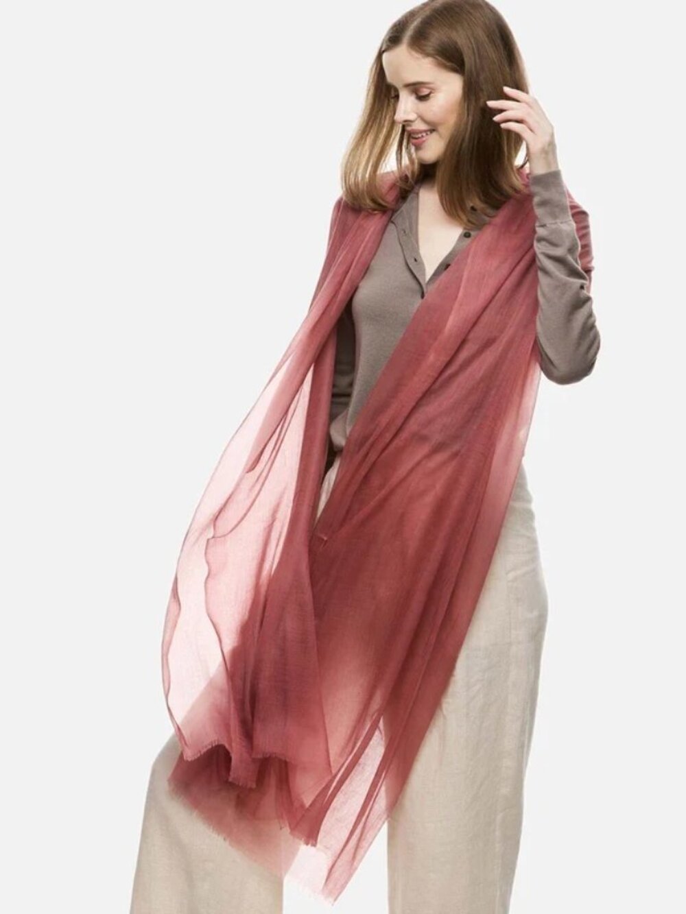 NWOT Ovcio Featherlight Cashmere Scarf Desert Rose Pink - Picture 4 of 13